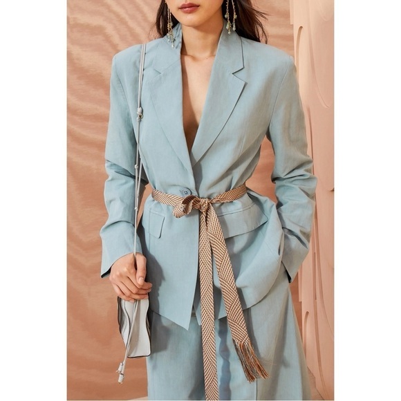 Ulla Johnson Linen-Blend Ellery Belted Blazer Jacket - Picture 3 of 7